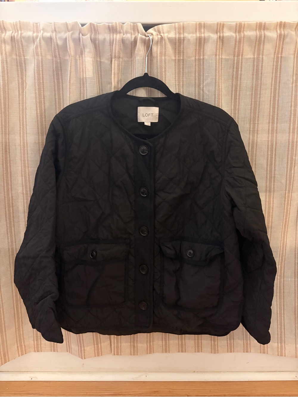 LOFT Quilted Button-up Crewneck Jacket